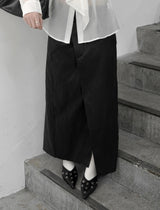 Revon Crack Leather Long Skirt