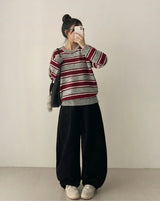 Rutte Corduroy Side Pin Tuck Slit Banding Wide Pants