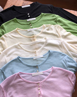 Durik ボタンヘンリーネックロングスリーブTシャツ