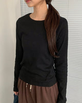 26SS★ [BAONHAUS] Benir Round Ribbed Long Sleeve Tee