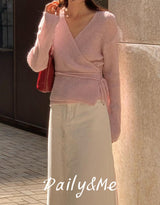 Ribbon wrap knitwear(3color)