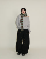 Kuro banding snap pocket wide fit washed pants