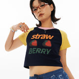 ストロベリーラグランクロップtシャツ