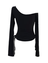 off-shoulder shirring strap T (4color)