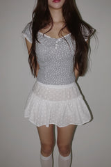 Romance Flower Shirring Sleeveless Top