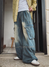 Hard Vintage Washed Cargo Denim Pants