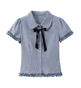 Elise Dot Bow Collar Blouse