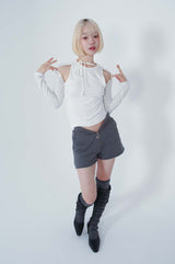 ロゴ 2WAY ショートパンツ_CHACOAL (fleece.ver)