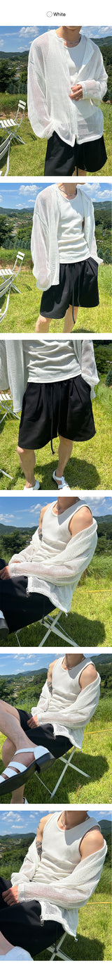 [S/S] サマーシースルージップアップカーディガン（3色）
