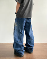 Solar embroidered denim pants