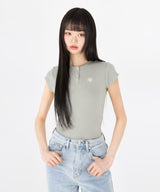 スリムフィットレギュラーボタンハーフTシャツ [3color]