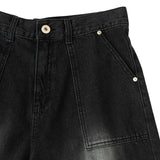 Fire Rose Bermuda Denim Pants Black