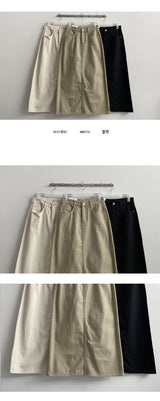 コーンバックスリットコットンロングスカート