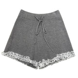 エンジェルニットレースバンディングストラップショートパンツ (2 colors)