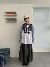ライアンプリンティングボーダーオーバー長袖Tシャツ