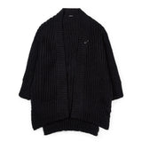 BBD Graffiti Logo Draped Flow Knit Cardigan (Black)