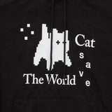 Cat Save The World Pixel art hoodie (Gray, Black)