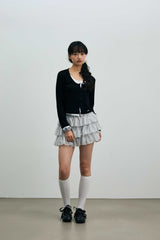 LYLA LAYERED CARDIGAN / BLACK-WHITE