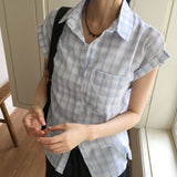 Lupo Linen Roll-Up Pocket Checkered Short Sleeve Shirt
