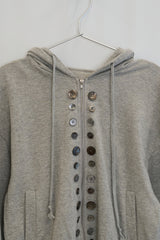 Button Line Hood Zip-Up (Melange)