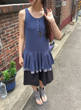 Sunkey Button Frill Layered Sleeveless