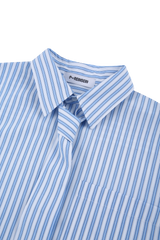 Blue stripe overfit shirts & tie set