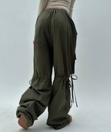 LOVELY BOW-STRING DETAIL CARGO COTTON AUTUMN PANTS - 2 COLOR