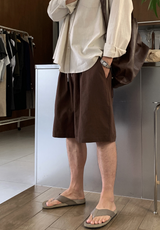 [ LOOKPLE x LEBELMENT ] クールピンタックリネンワイドショーツ