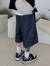 Curved Denim Half Pants