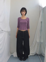 U-Neck Three-Quarter Slim Line Cotton Top