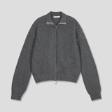 Fold crop knit zip up