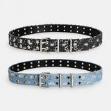 Denim Star Eyelet Double Belt