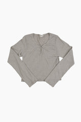 Bane stripe henley crop tee