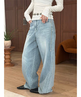 Wide stripe denim pants(2color)