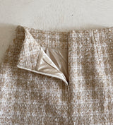 25FW★ Shumed Pearl Tweed H-Line Mini Skirt