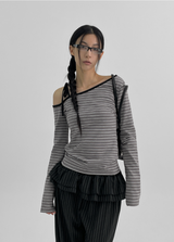 [MADE] ペルジーストリングアンバランスド長袖Tシャツ