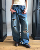 Babun Distressed Wide Denim Pants