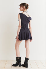 LILY FRILL DRESS charcoal