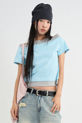 レイヤード オフショルダー Tシャツ