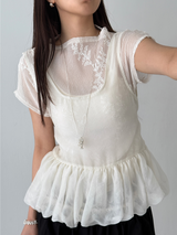 organza balloon blouse (3color)