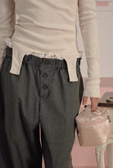 Frankie button pants - dark gray       