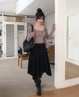 Kyou Unbalance Layered Shirring Skirt