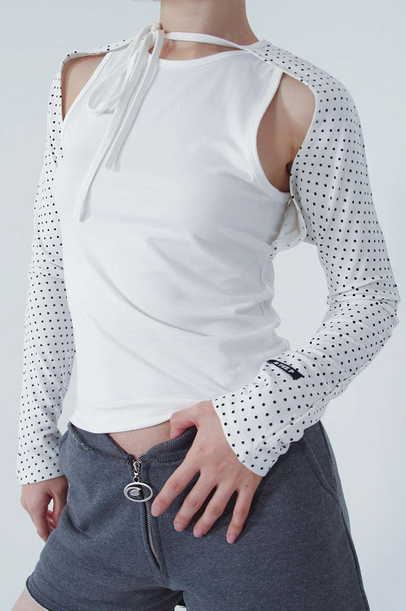 ネックストラップTシャツ_DOT WHITE