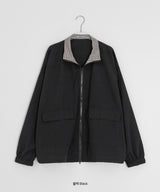 [unisex] PQチェック襟付きウィンドブレーカージャンパー