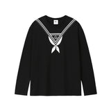 セーラープリントTシャツ- ブラック