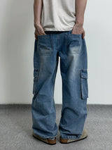 String Wide Cargo Denim PT