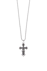 [Rope chain] Vintage oil painting cross necklace