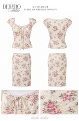 Antique Floral Perfume Skirt Two-Piece Set (blouse+skirt set)