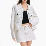 White Denim Jacket & Mini Skirt Set