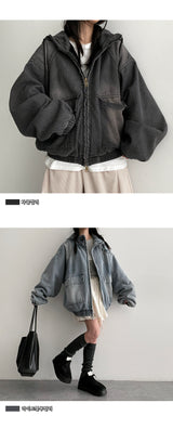 Wootson Bopper Oversized Washing Denim Hooded Jacket